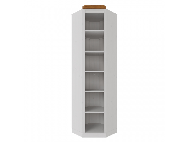 Estante de madeira com 1,19 m na cor branco lavado e mel com portas de vidro / Coleção biblioteca